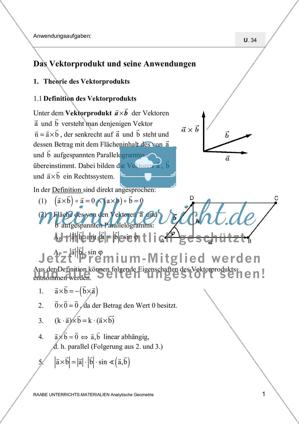 Das Vektorprodukt: Flächenberechnungen Preview 3