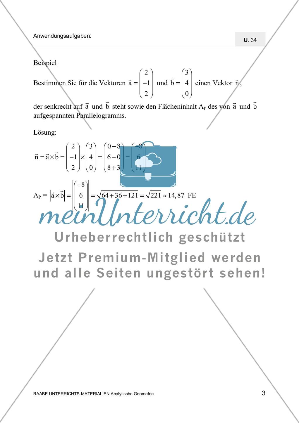 Das Vektorprodukt: Flächenberechnungen Preview 5