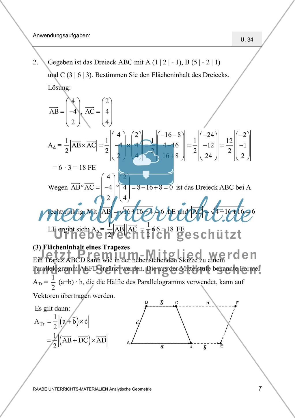Das Vektorprodukt: Flächenberechnungen Preview 9