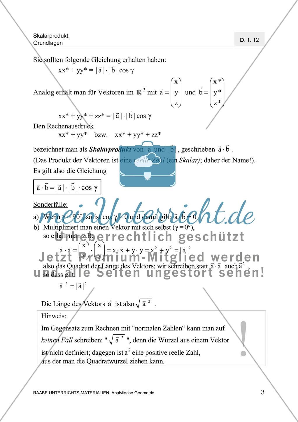 Aufgaben zum Skalarprodukt Preview 5