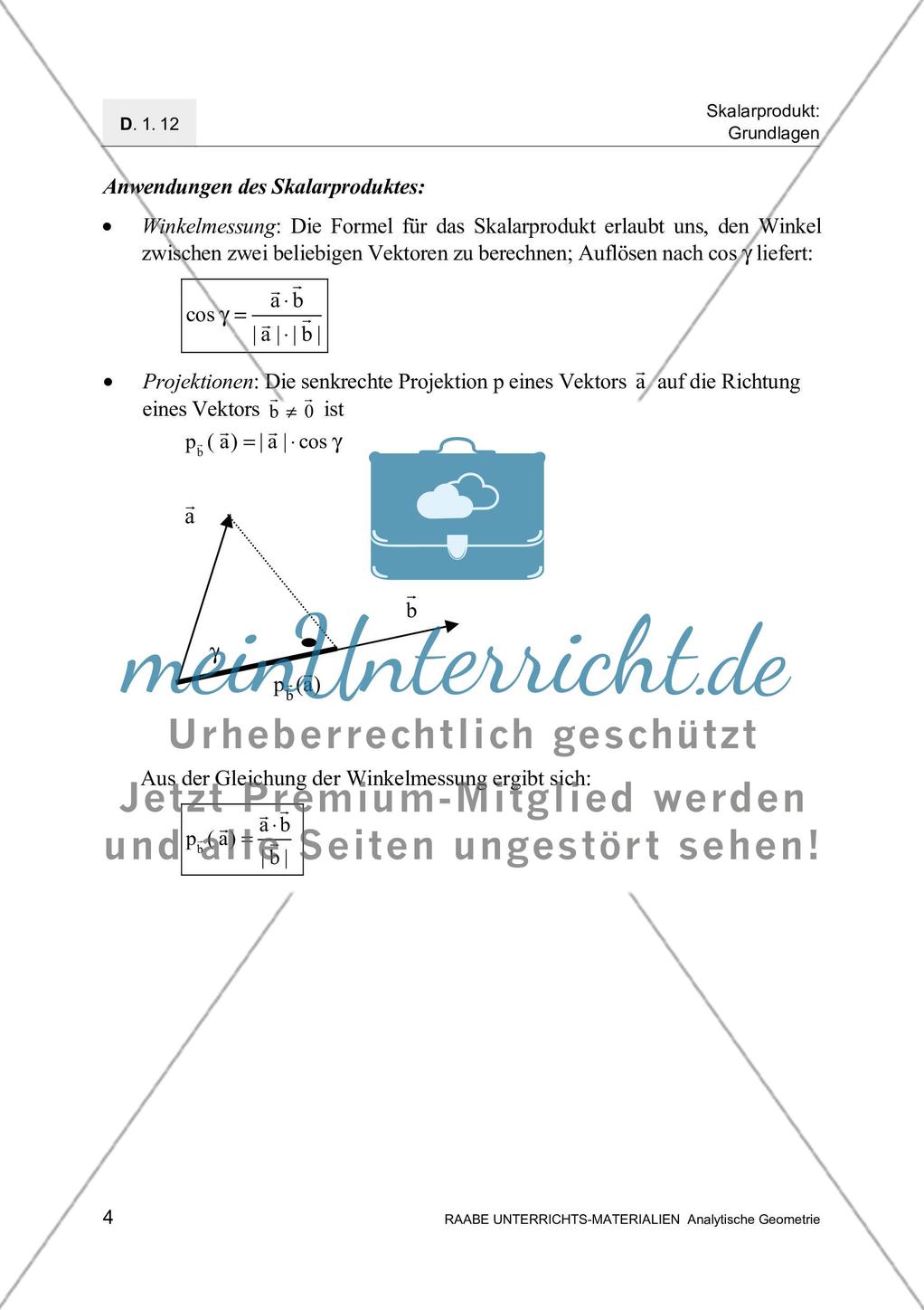 Aufgaben zum Skalarprodukt Preview 6