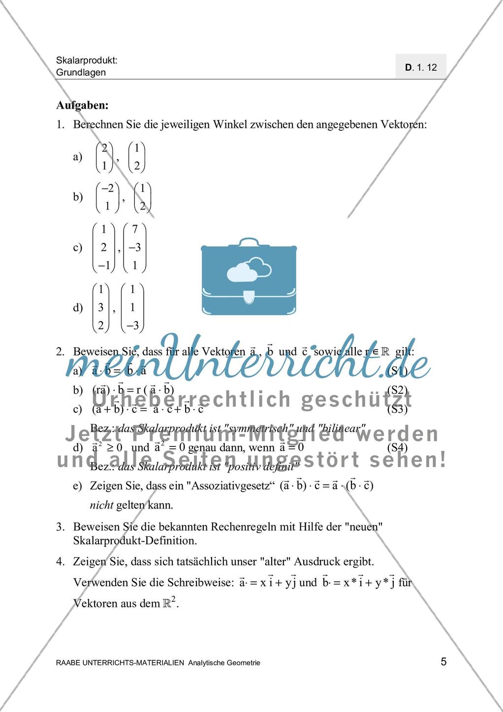 Aufgaben zum Skalarprodukt Preview 7