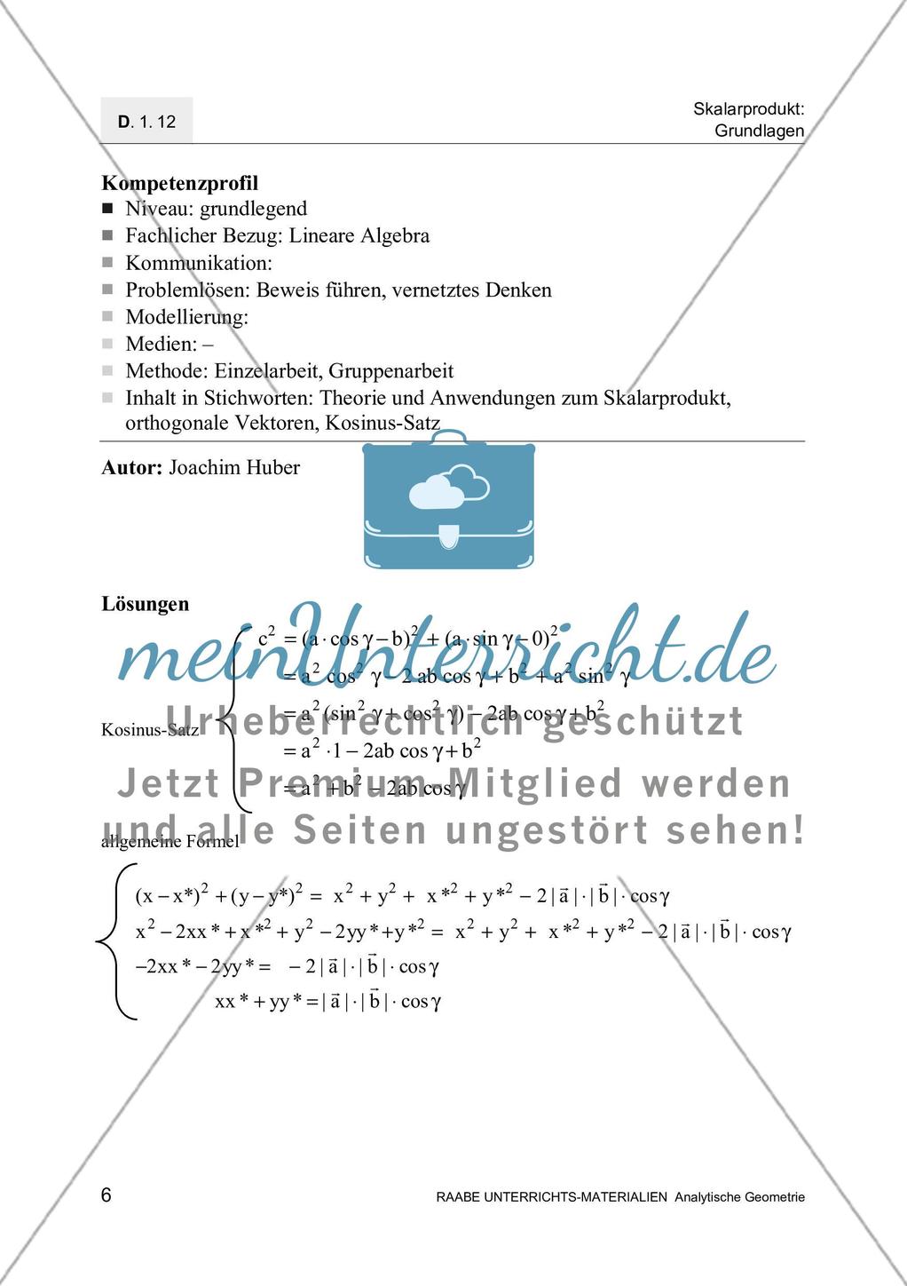 Aufgaben zum Skalarprodukt Preview 8