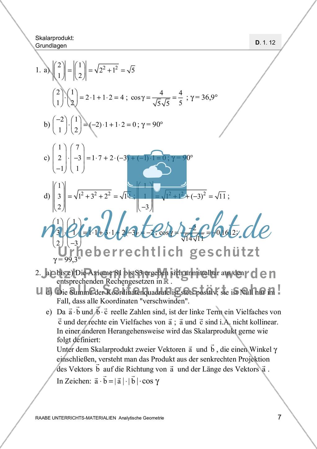 Aufgaben zum Skalarprodukt Preview 9