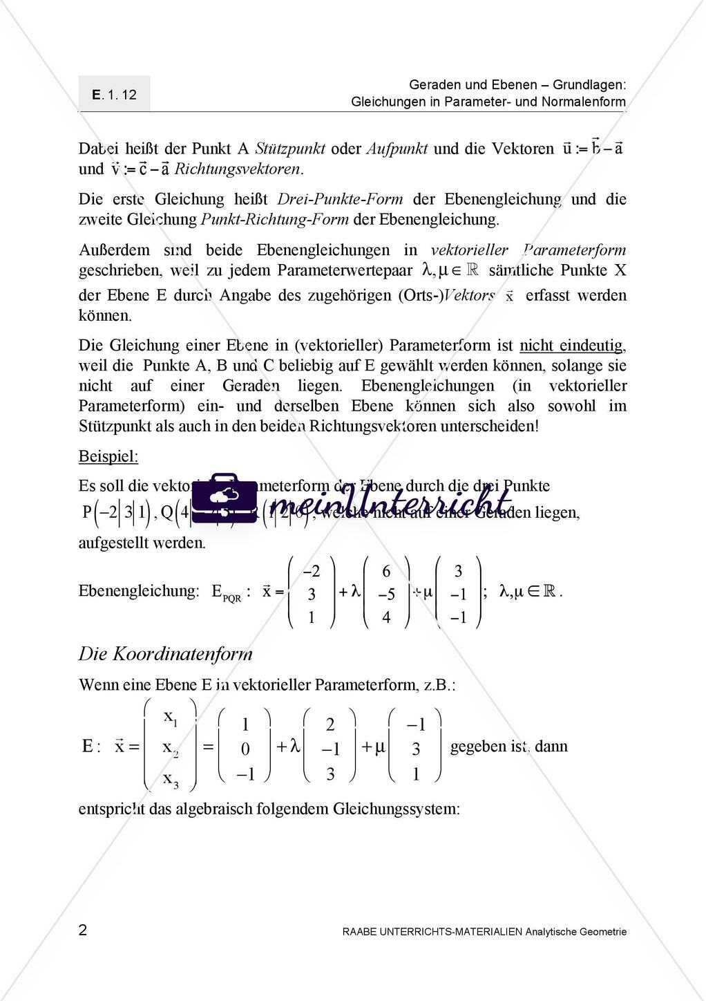 Ebenengleichungen Preview 4