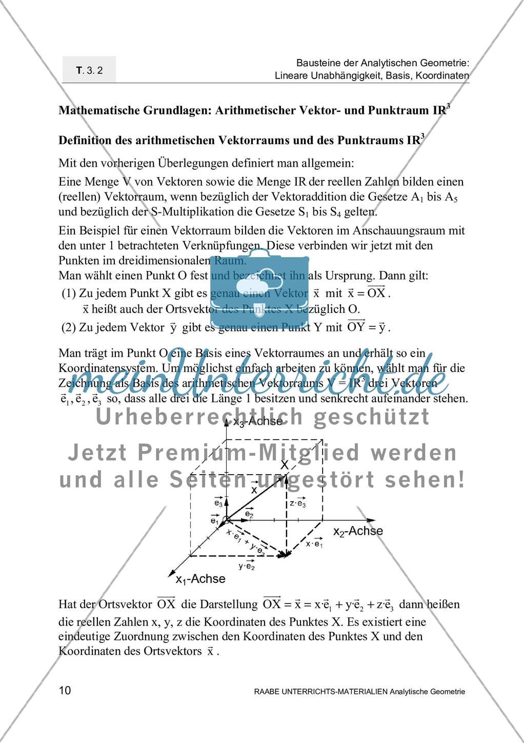 Mathematische Grundlagen: Arithmetischer Vektor- und Punktraum Preview 1
