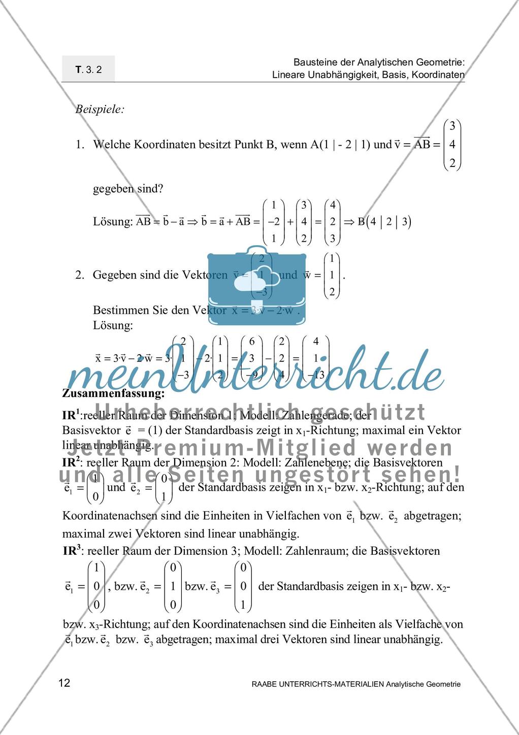 Mathematische Grundlagen: Arithmetischer Vektor- und Punktraum Preview 3