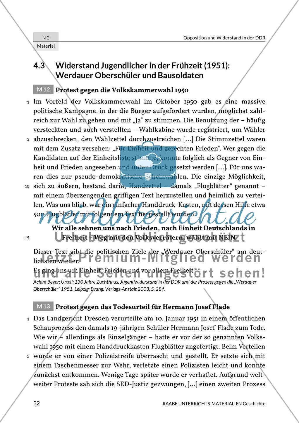 Opposition und Widerstand in der DDR durch Schüler und Bausoldaten Preview 1