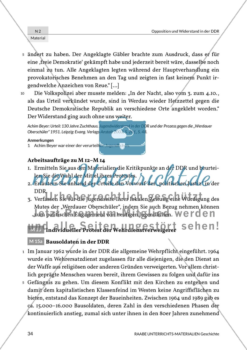 Opposition und Widerstand in der DDR durch Schüler und Bausoldaten Preview 3