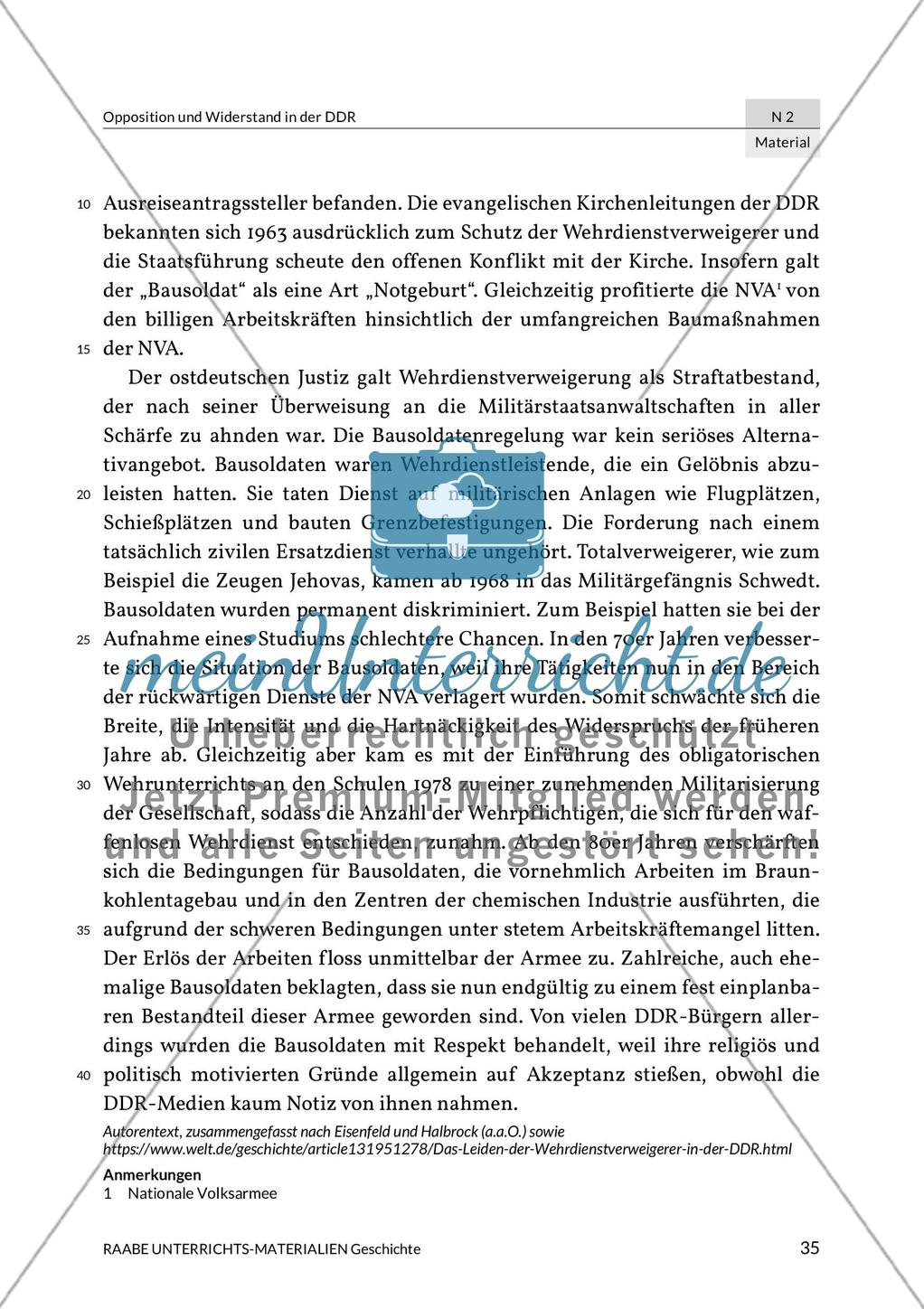 Opposition und Widerstand in der DDR durch Schüler und Bausoldaten Preview 4