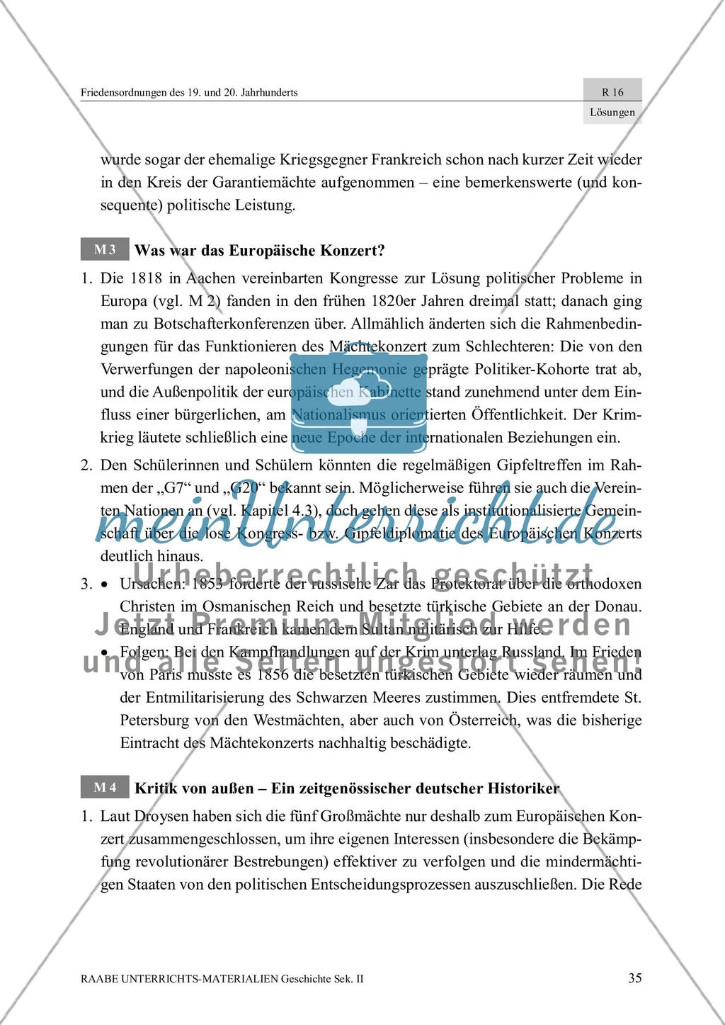 Friedensordnungen des 19. und 20. Jahrhunderts: Lösungsvorschläge Preview 2