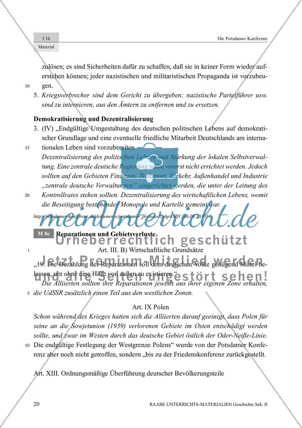 Die Potsdamer Konferenz: Bestimmungen und Meinung der deutschen Bevölkerung Preview 3