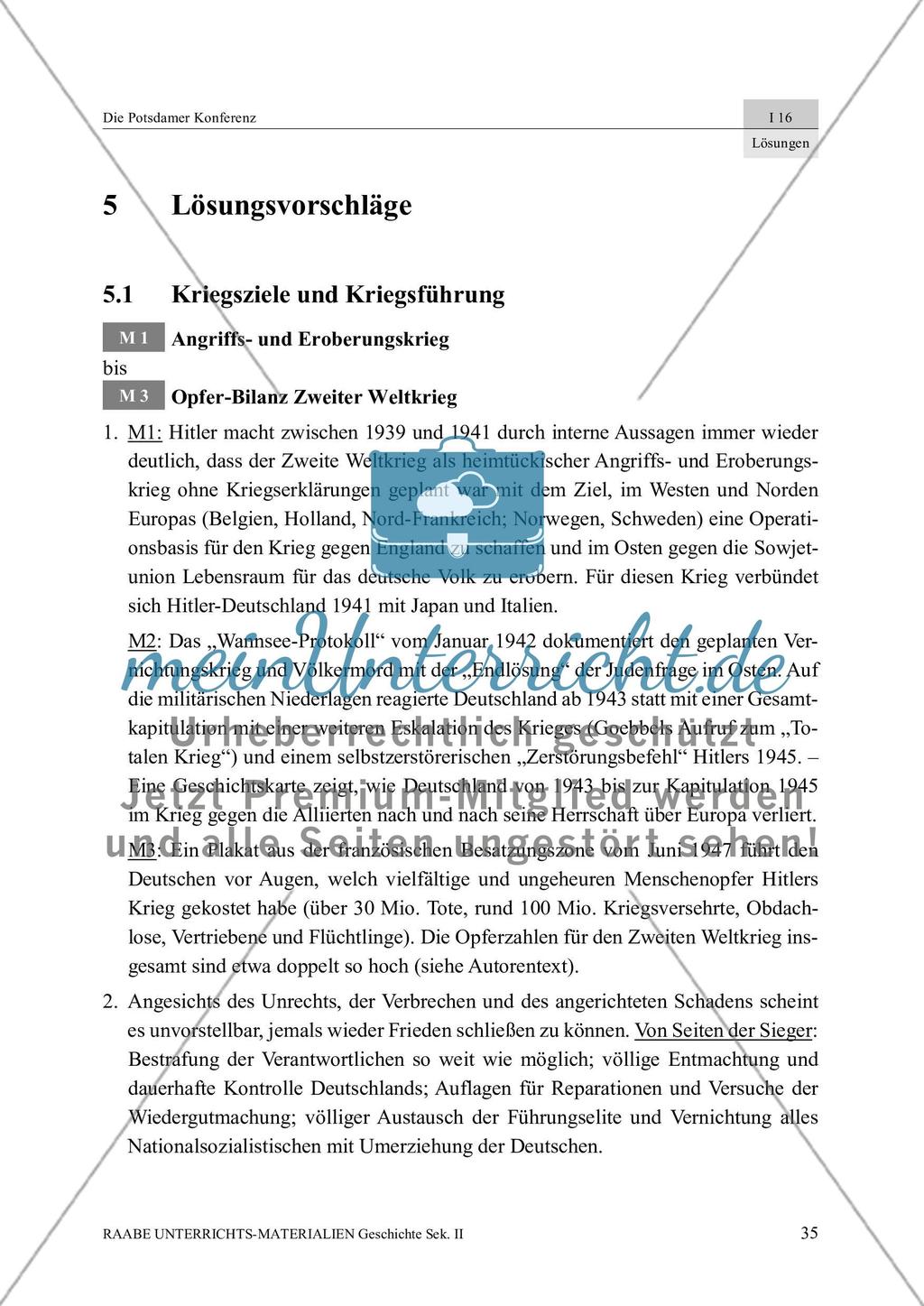 Die Potsdamer Konferenz: Lösungsvorschläge Preview 1