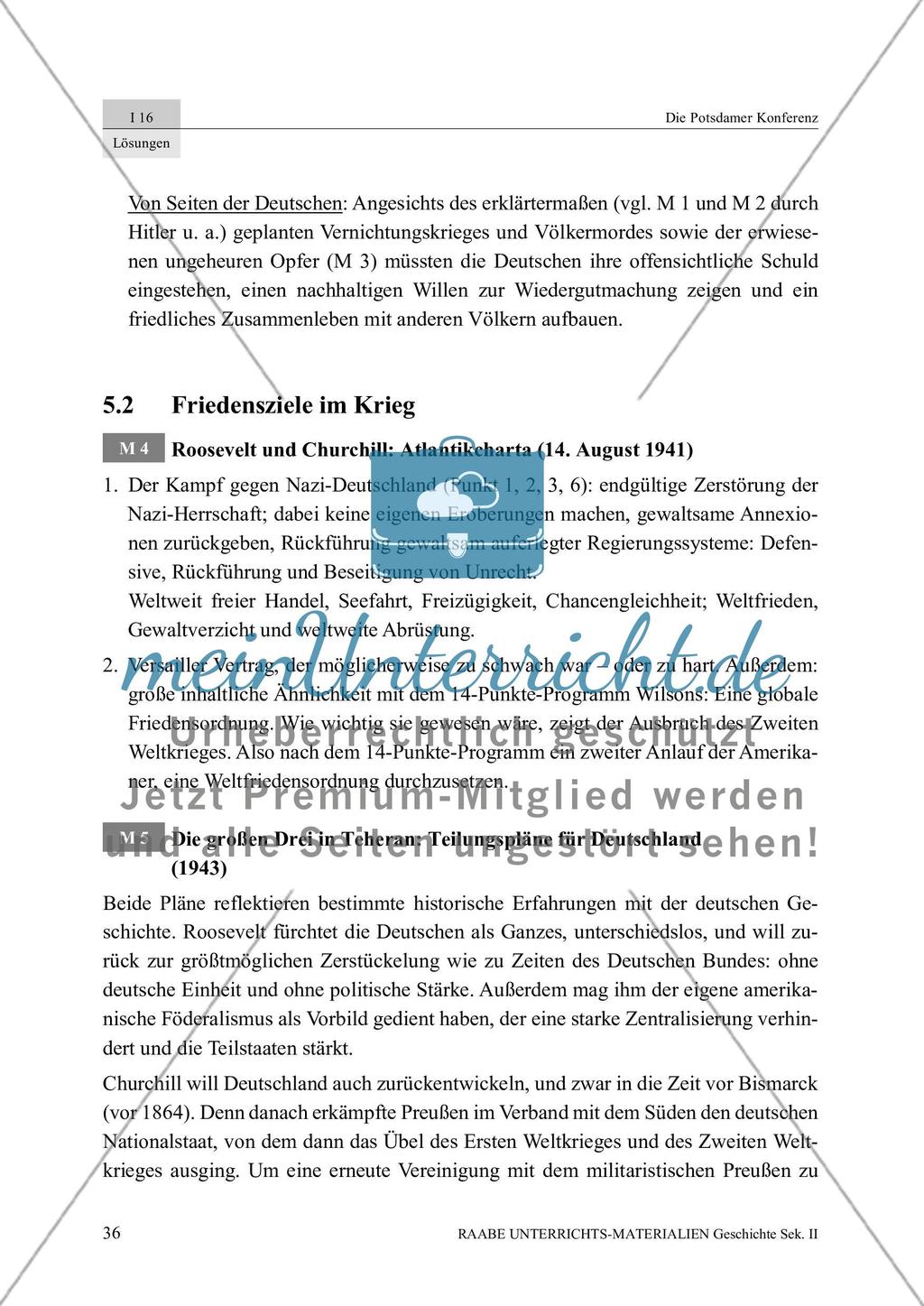 Die Potsdamer Konferenz: Lösungsvorschläge Preview 2
