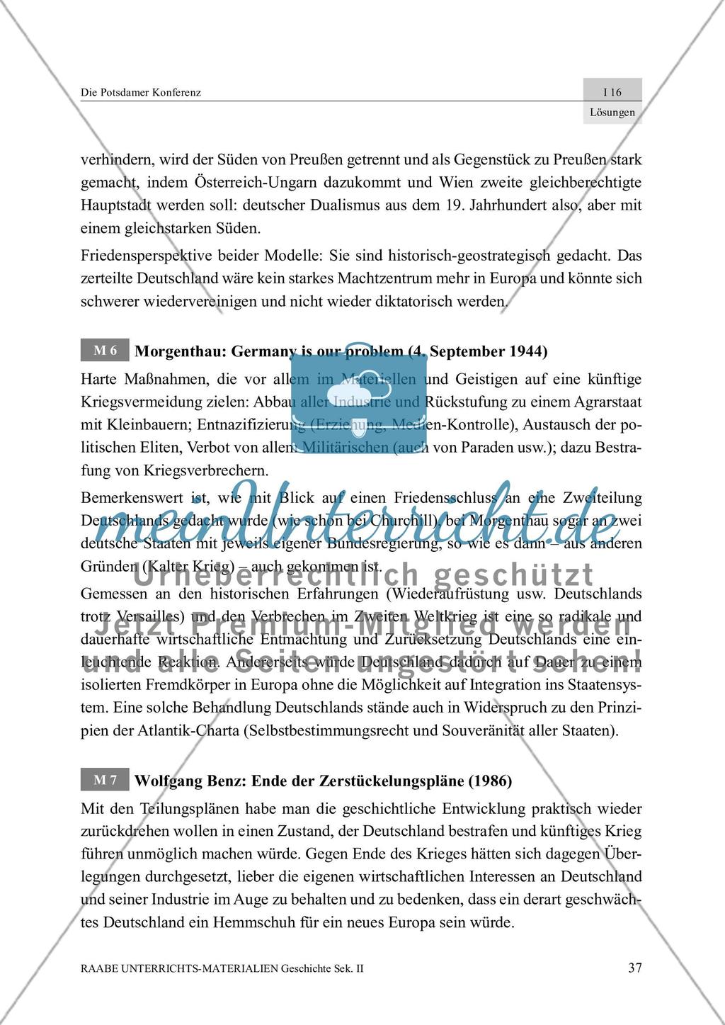 Die Potsdamer Konferenz: Lösungsvorschläge Preview 3