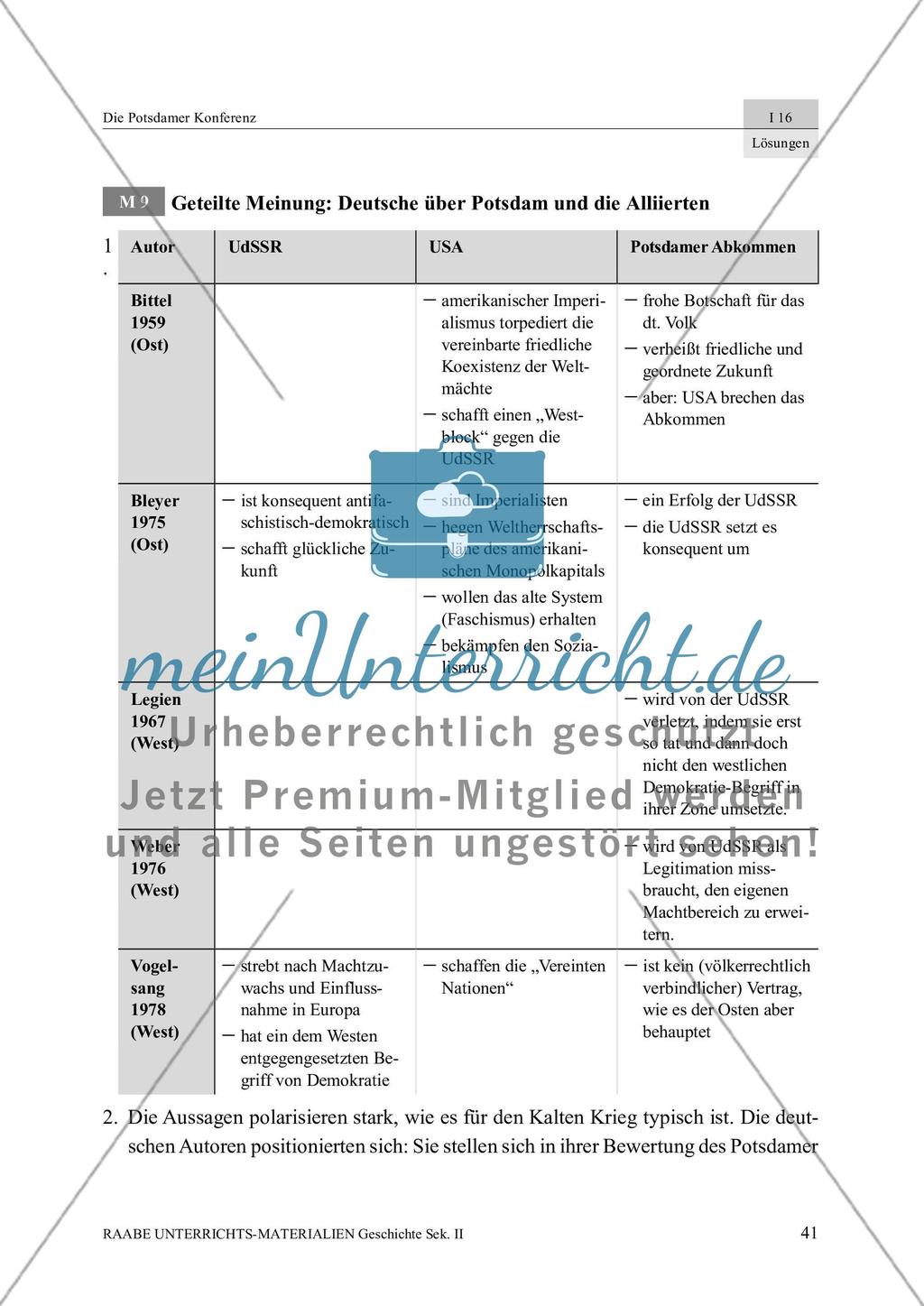 Die Potsdamer Konferenz: Lösungsvorschläge Preview 7