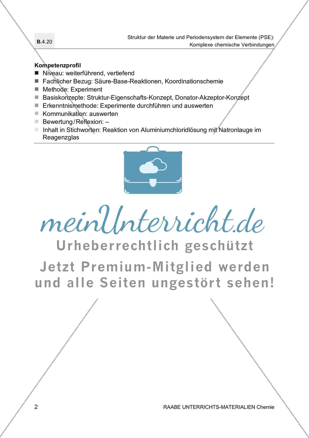 Bildung und Bau von Komplexverbindungen mit Farbfolienvorlage zu den Beobachtungen Preview 4