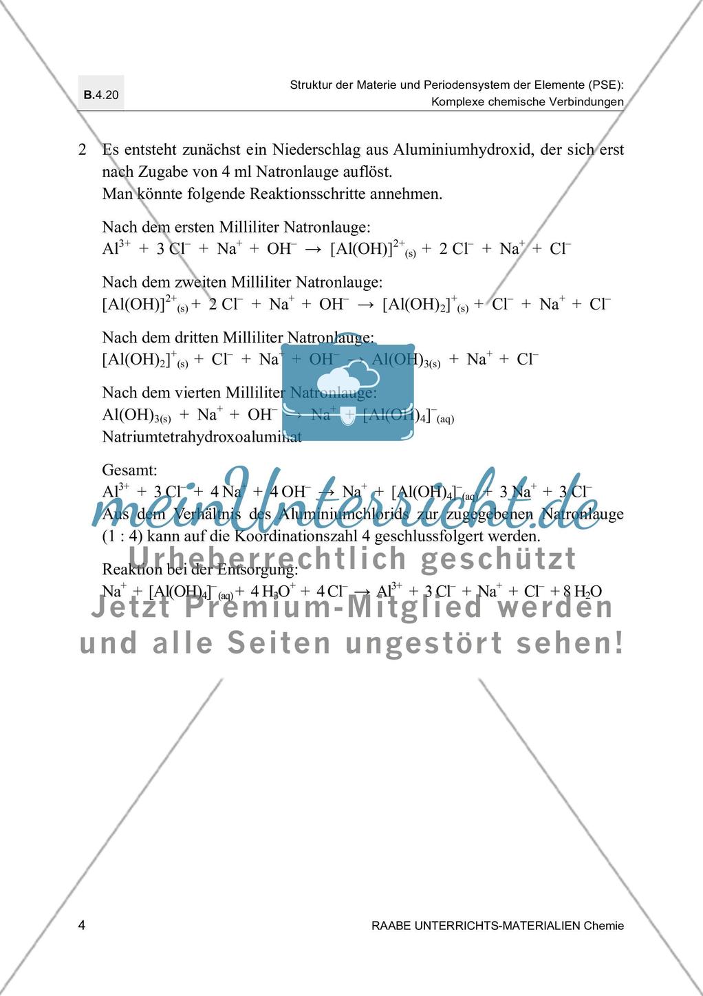 Bildung und Bau von Komplexverbindungen mit Farbfolienvorlage zu den Beobachtungen Preview 6