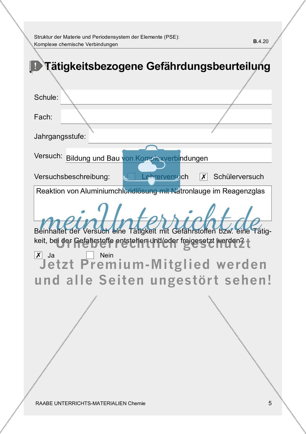 Bildung und Bau von Komplexverbindungen mit Farbfolienvorlage zu den Beobachtungen Preview 7