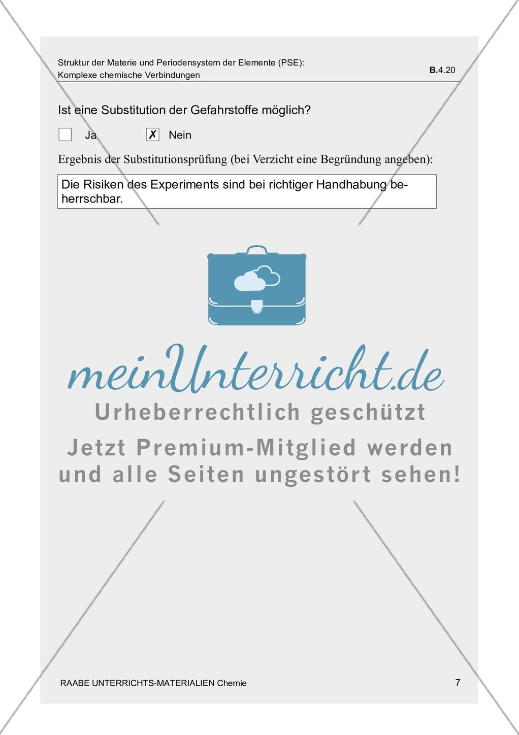 Bildung und Bau von Komplexverbindungen mit Farbfolienvorlage zu den Beobachtungen Preview 9