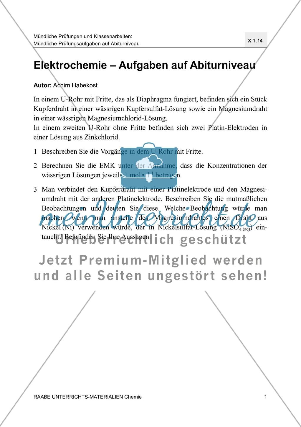 Elektrochemie Aufgaben auf Abiturniveau Stand: Oktober 2018 Preview 3