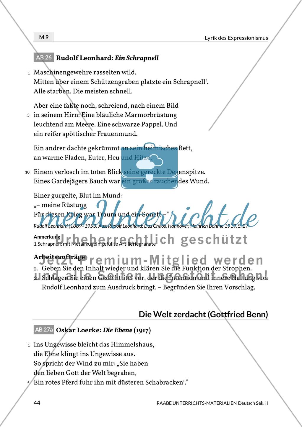 Lyrik des Expressionismus: Erster Weltkrieg Preview 4