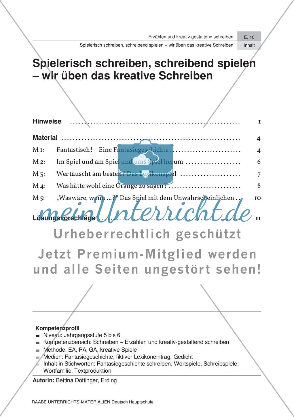 Kreatives Schreiben und Schreibspiele Preview 3