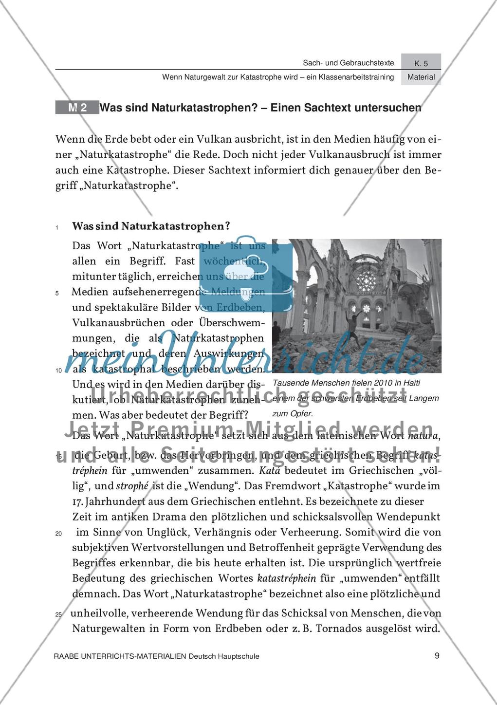Analyse von Sachtexten zum Thema Naturkatastrophen Preview 3