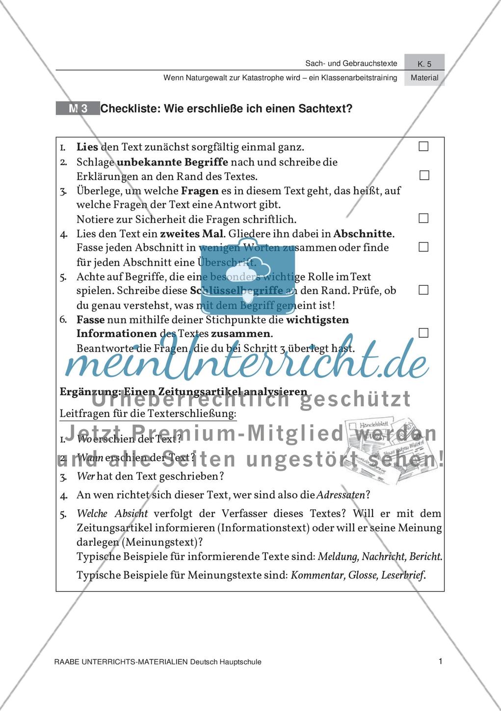 Analyse von Sachtexten zum Thema Naturkatastrophen Preview 5