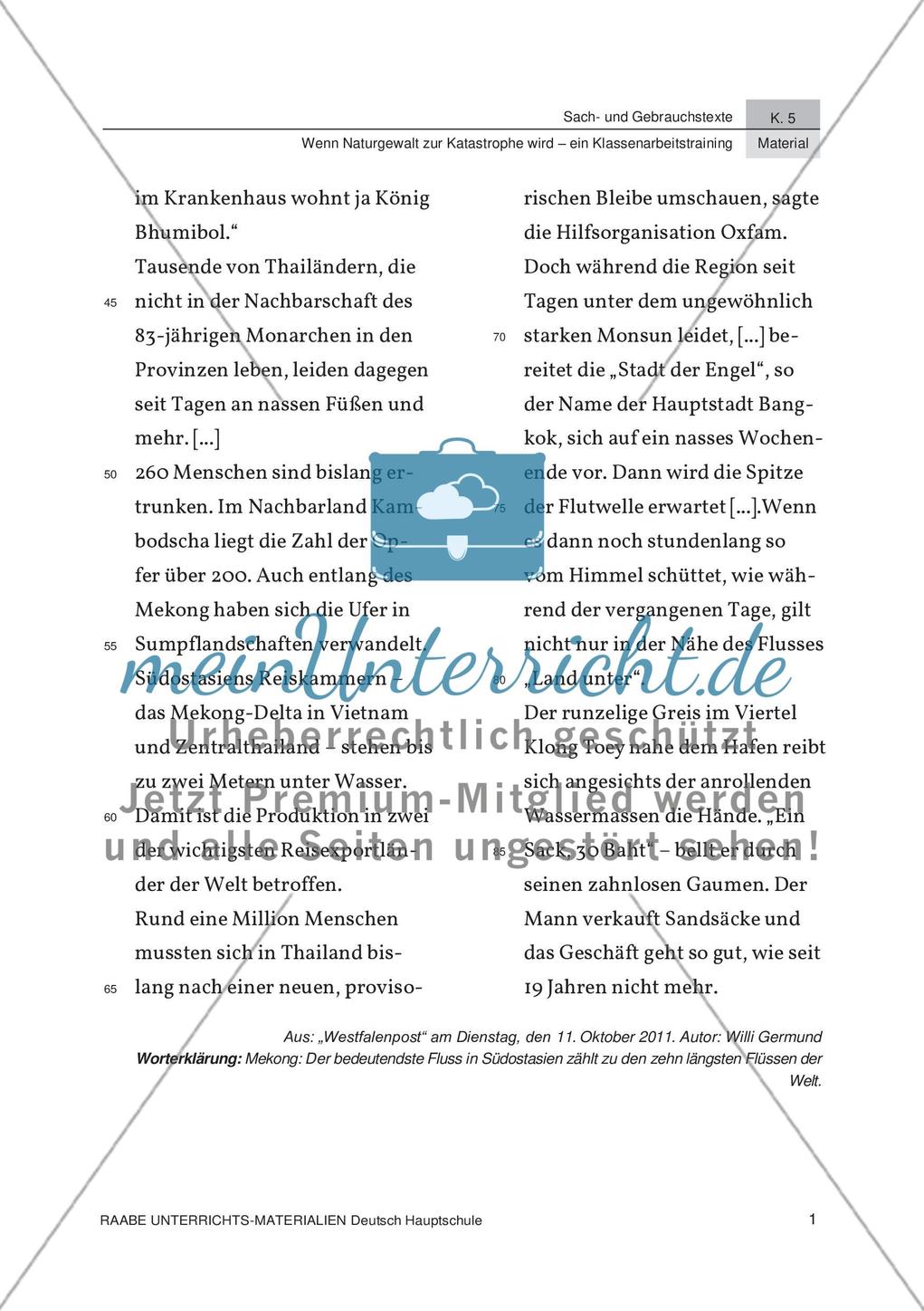 Analyse von Sachtexten zum Thema Naturkatastrophen Preview 7