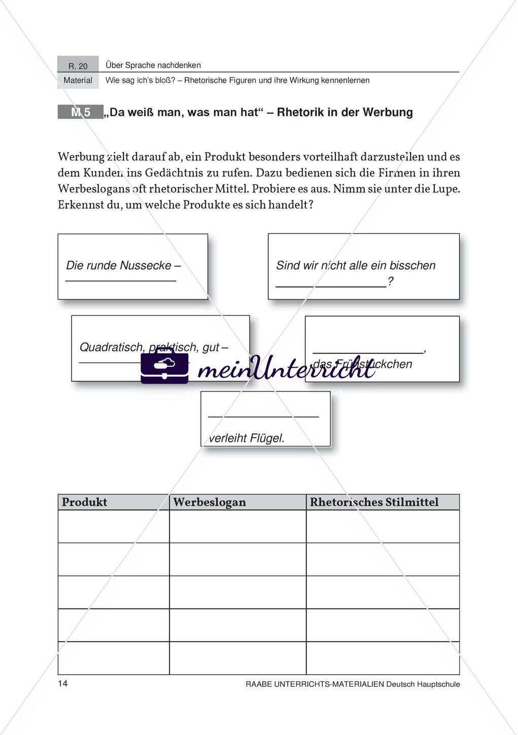 Rhetorische Stilmittel - Werbung Preview 1