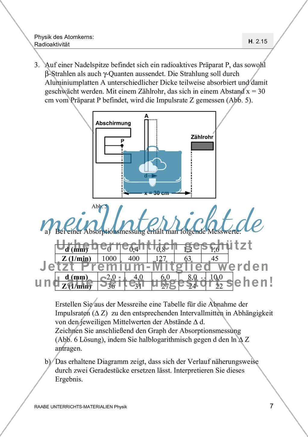 Radioaktive Strahlung - Messung, Wechselwirkung mit Materie und Absoprtion Preview 10
