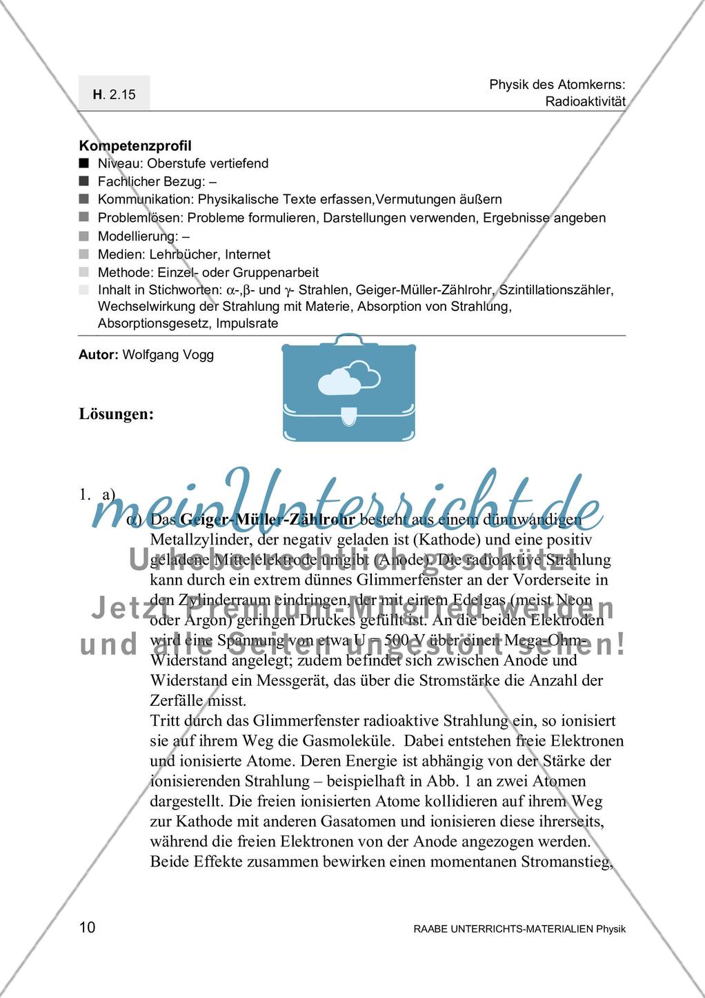 Radioaktive Strahlung - Messung, Wechselwirkung mit Materie und Absoprtion Preview 13