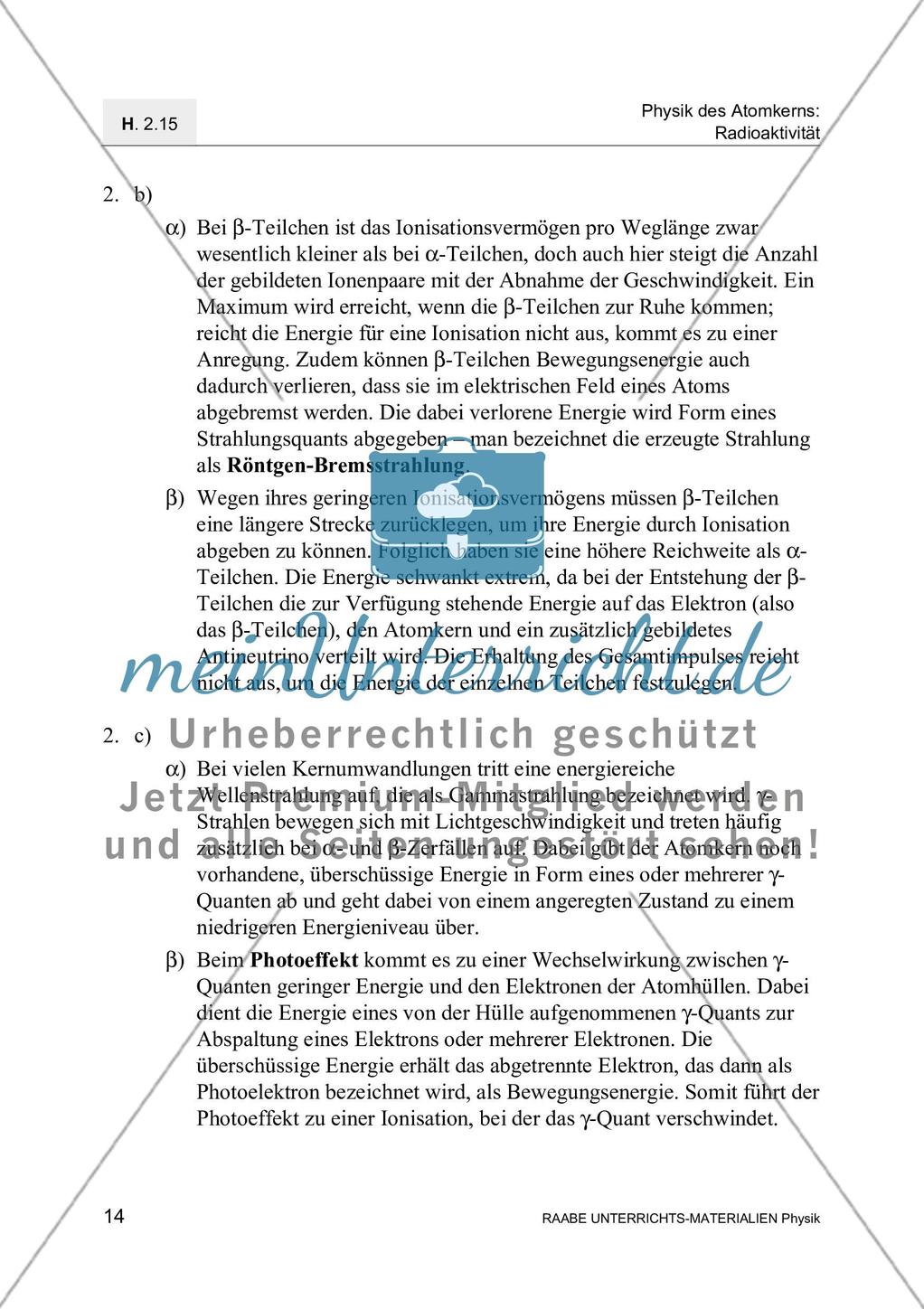 Radioaktive Strahlung - Messung, Wechselwirkung mit Materie und Absoprtion Preview 17
