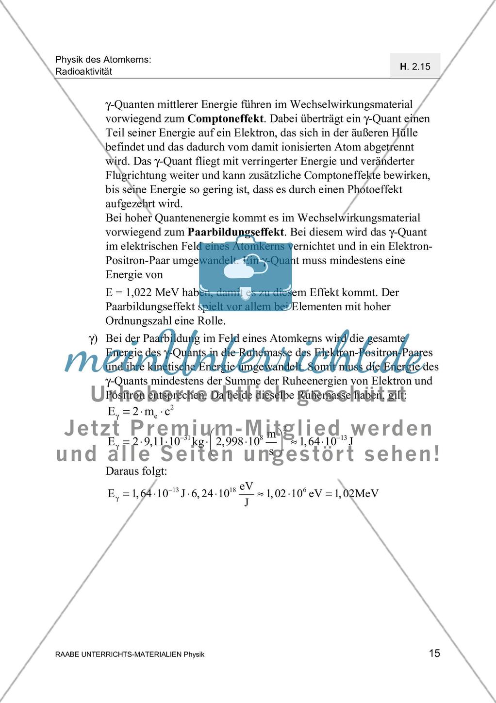Radioaktive Strahlung - Messung, Wechselwirkung mit Materie und Absoprtion Preview 18