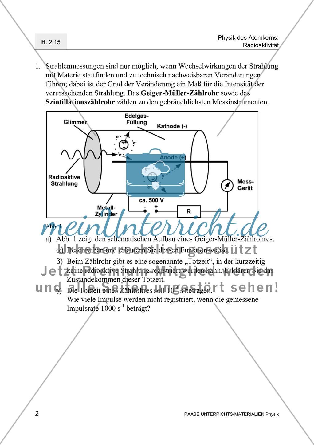 Radioaktive Strahlung - Messung, Wechselwirkung mit Materie und Absoprtion Preview 5