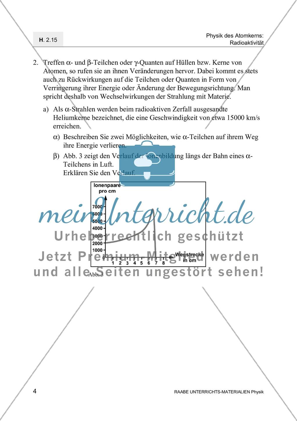 Radioaktive Strahlung - Messung, Wechselwirkung mit Materie und Absoprtion Preview 7