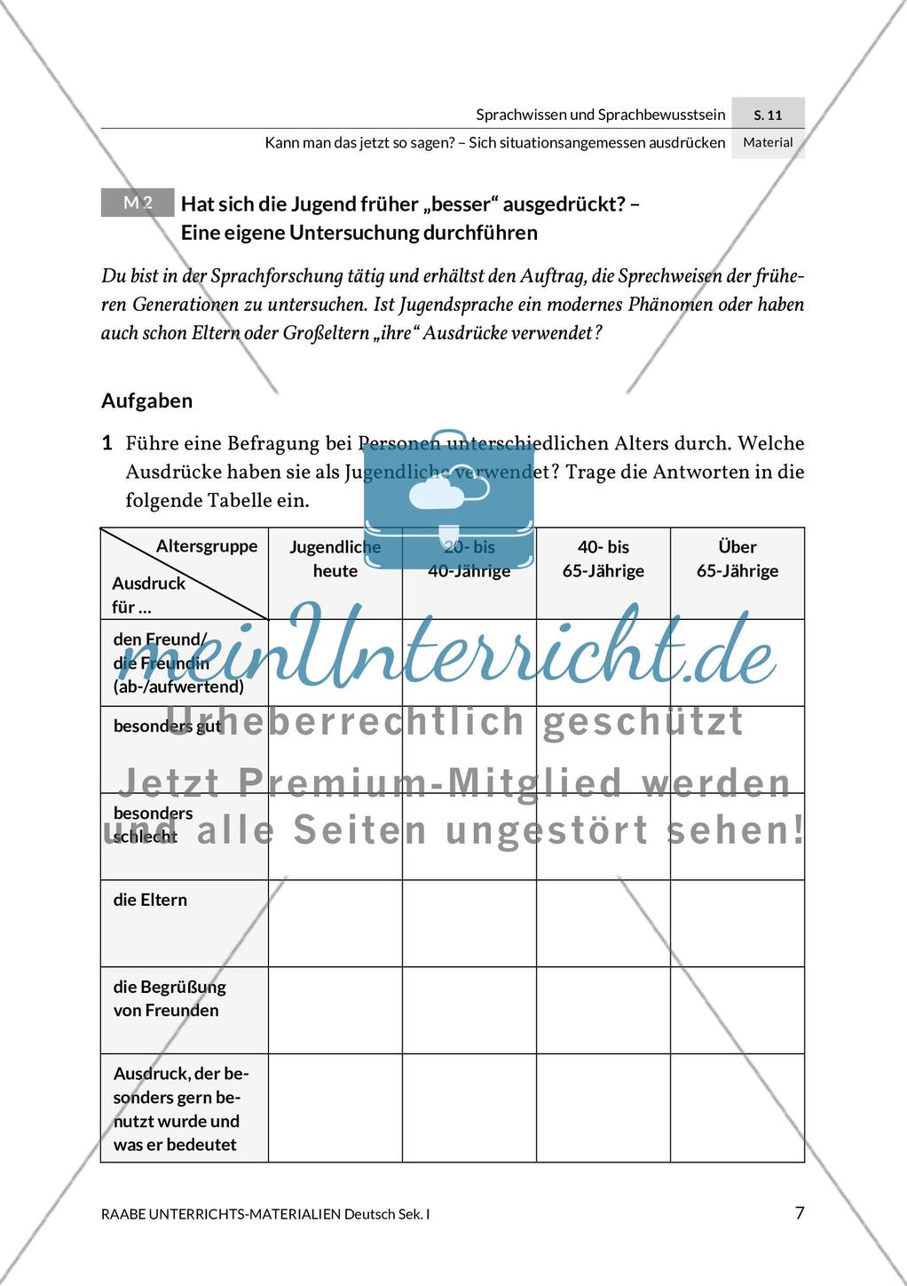 Situationsangemessen Sprechen: Untersuchung zur Nutzung von Jugendsprache Preview 1