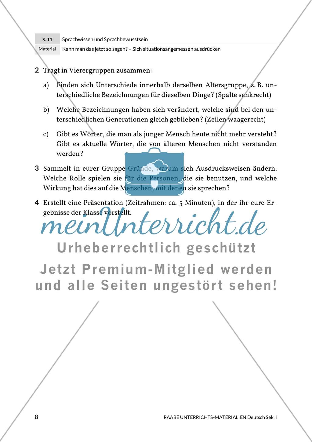 Situationsangemessen Sprechen: Untersuchung zur Nutzung von Jugendsprache Preview 2
