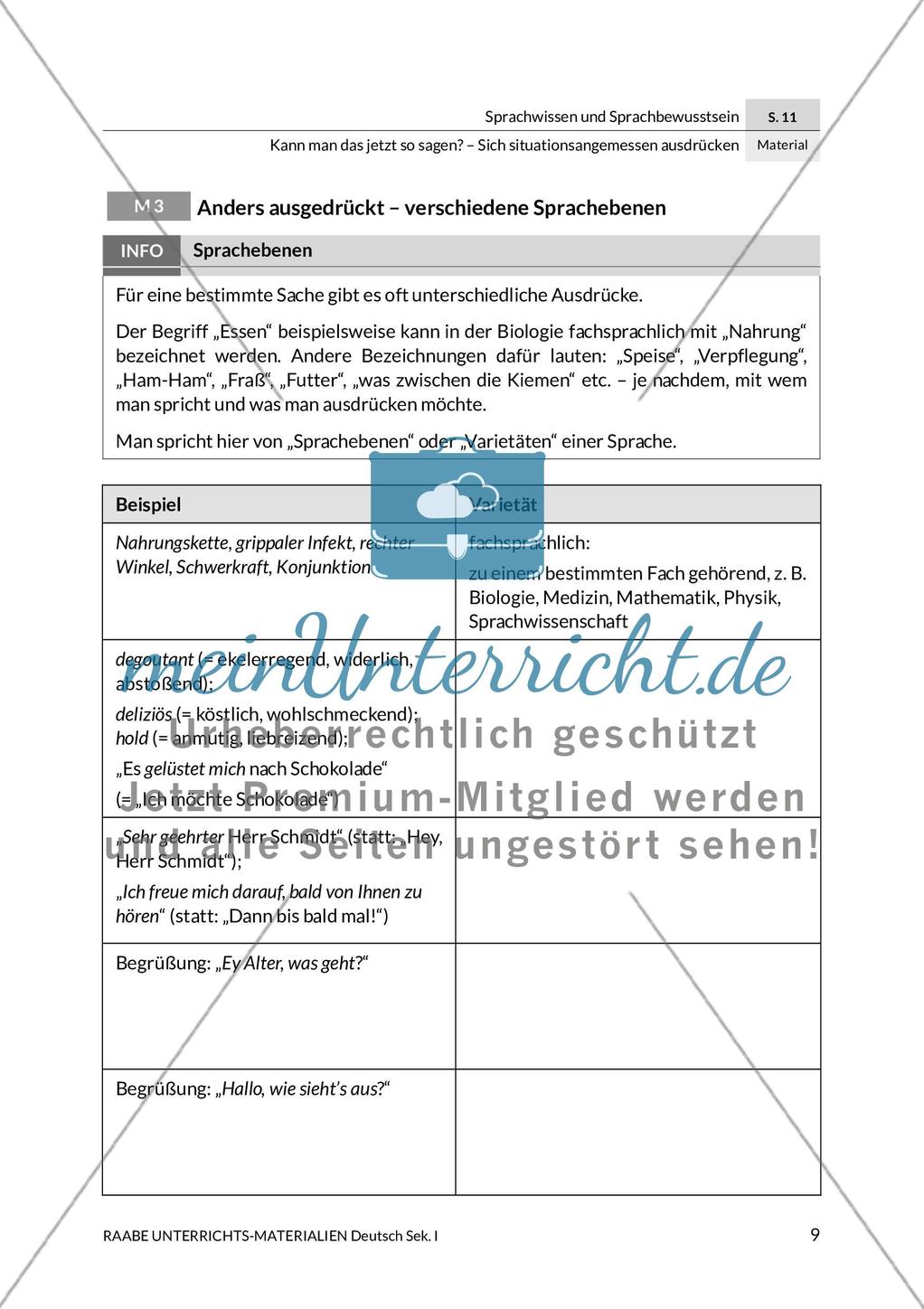 Situationsangemessen Sprechen: Sprachebenen Preview 1