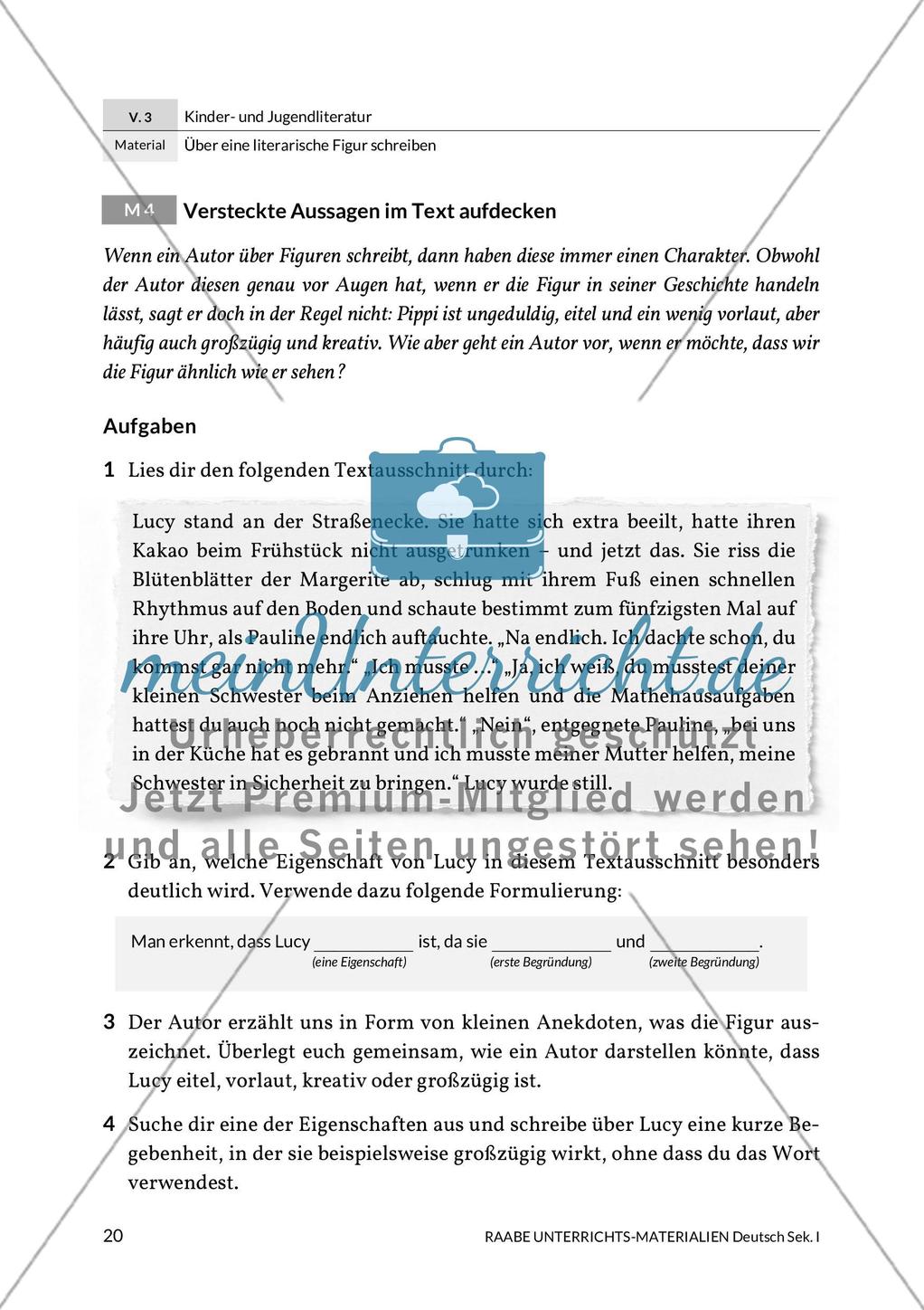 Literarische Charakteristik: Implizite Informationen Preview 1