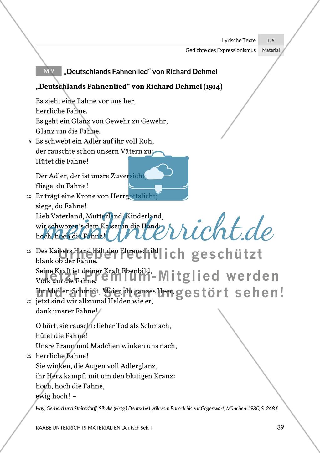 Expressionistische Lyrik - Richard Dehmel: Deutschlands Fahnenlied und Ernst Stadler: Sterben Preview 12