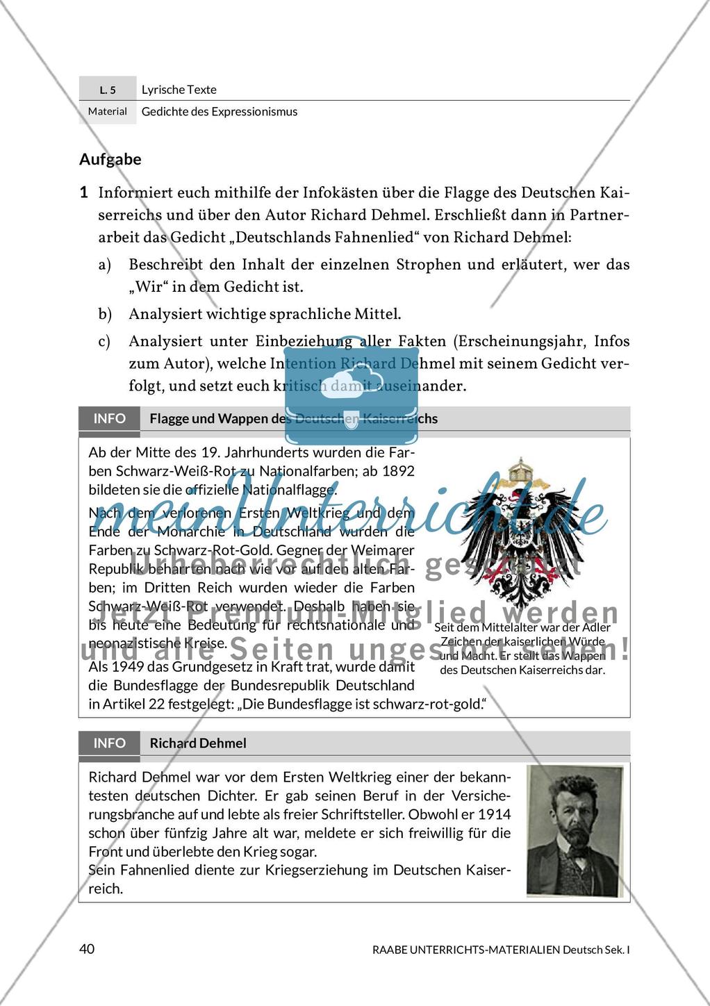 Expressionistische Lyrik - Richard Dehmel: Deutschlands Fahnenlied und Ernst Stadler: Sterben Preview 13