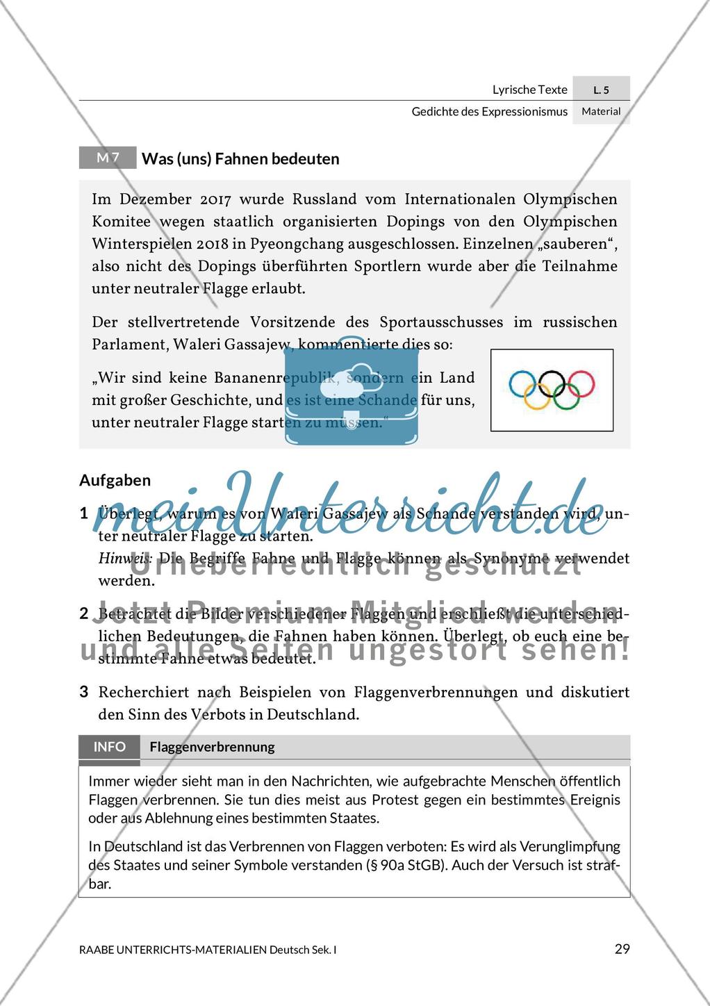 Expressionistische Lyrik - Richard Dehmel: Deutschlands Fahnenlied und Ernst Stadler: Sterben Preview 2