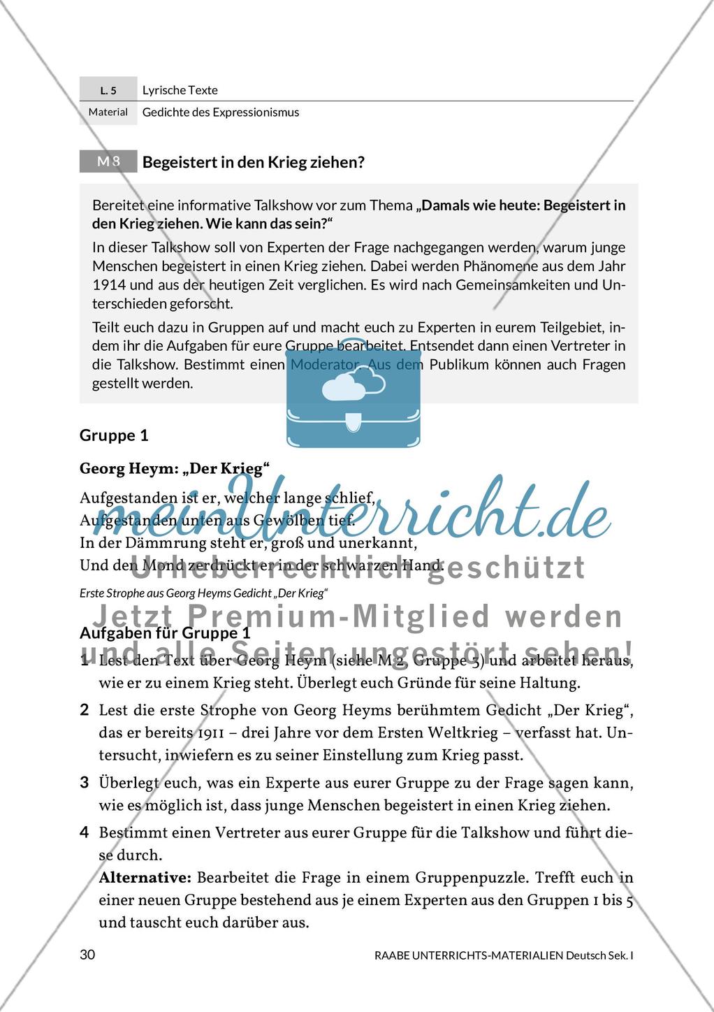 Expressionistische Lyrik - Richard Dehmel: Deutschlands Fahnenlied und Ernst Stadler: Sterben Preview 3