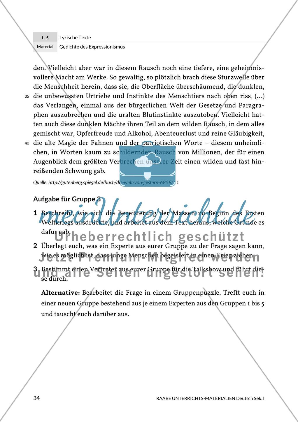 Expressionistische Lyrik - Richard Dehmel: Deutschlands Fahnenlied und Ernst Stadler: Sterben Preview 7