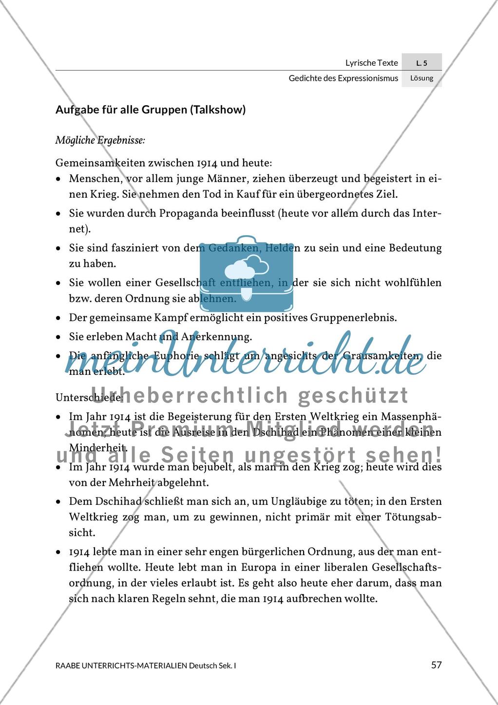 Lösungen zu Richard Dehmel: Deutschlands Fahnenlied und Ernst Stadler: Sterben Preview 5