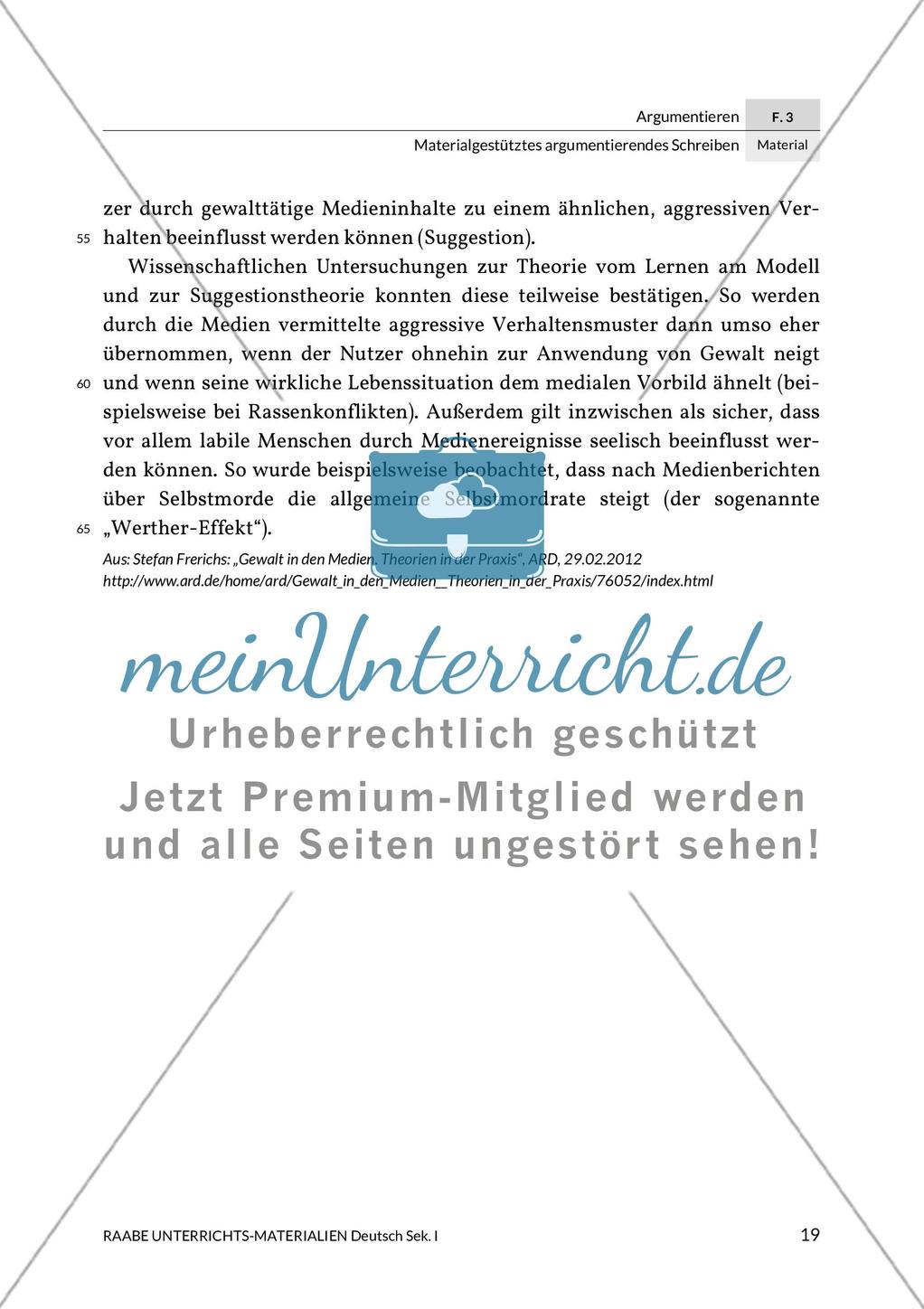 Argumentierendes Schreiben - Rede zum Thema Gewaltdarstellungen in den Medien Preview 14