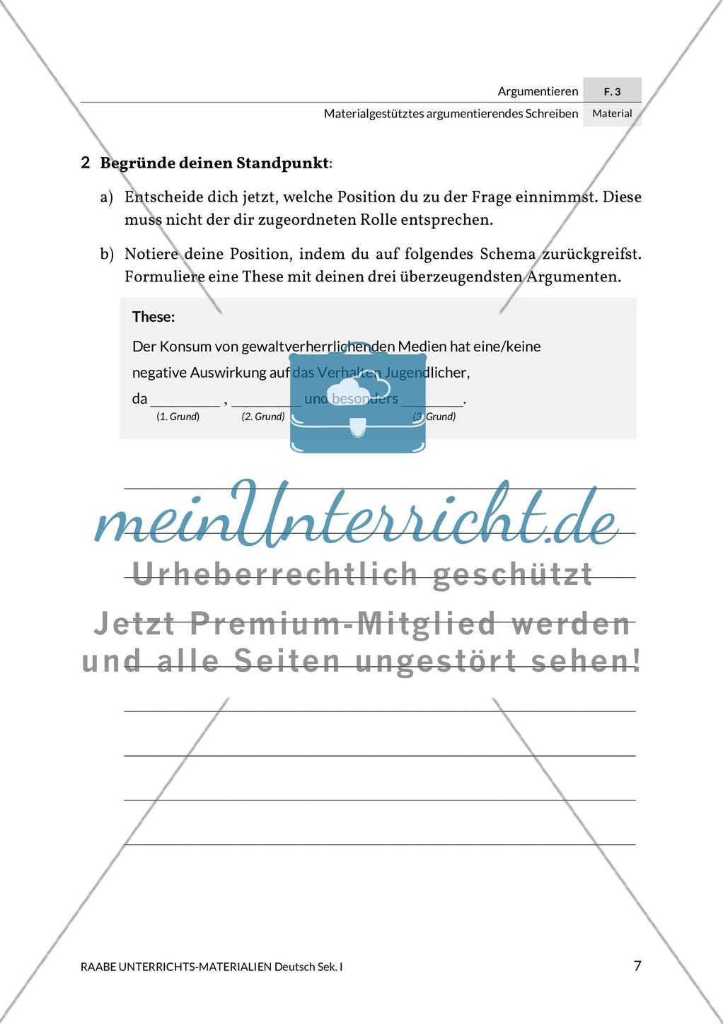 Argumentierendes Schreiben - Rede zum Thema Gewaltdarstellungen in den Medien Preview 2