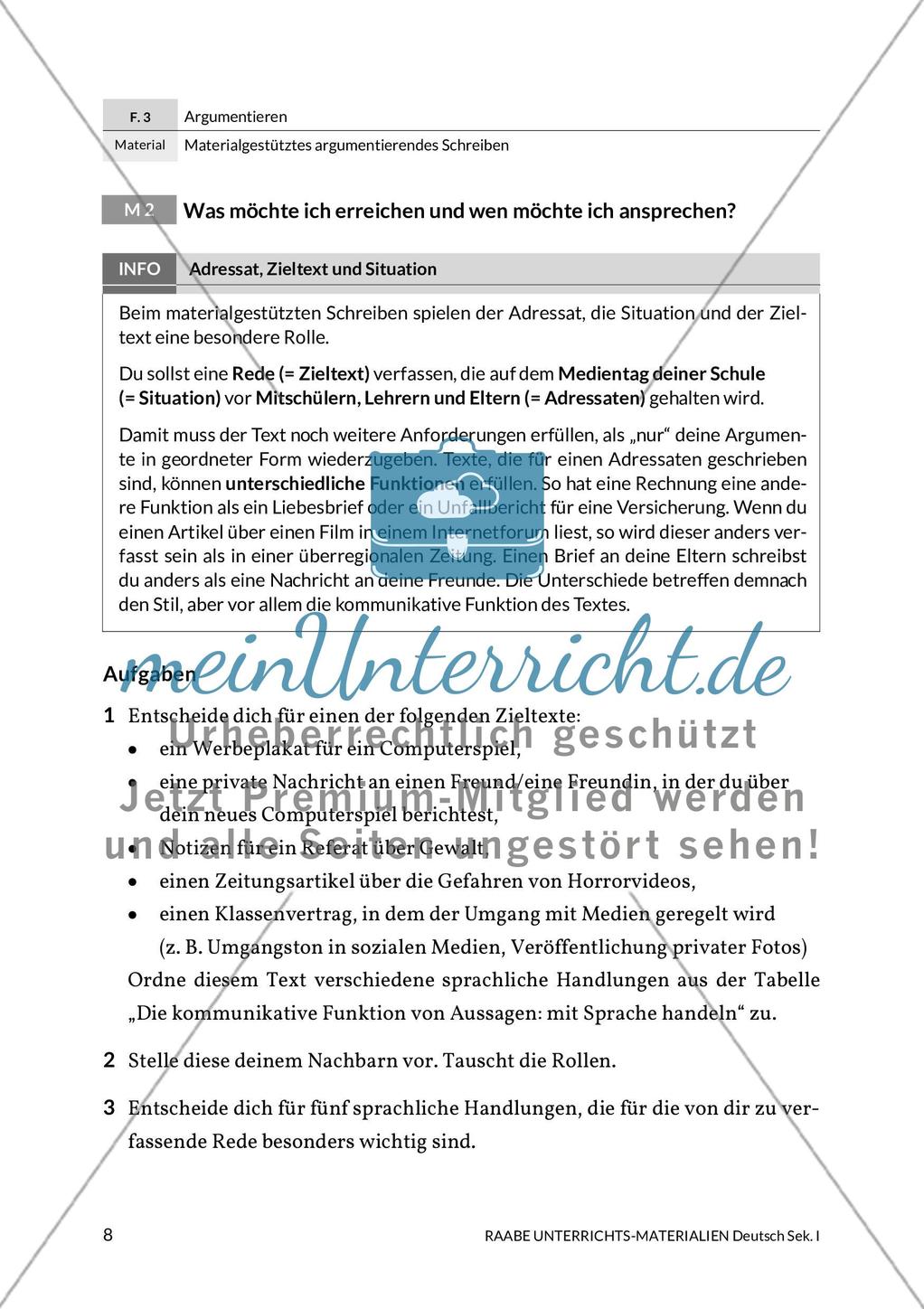 Argumentierendes Schreiben - Rede zum Thema Gewaltdarstellungen in den Medien Preview 3